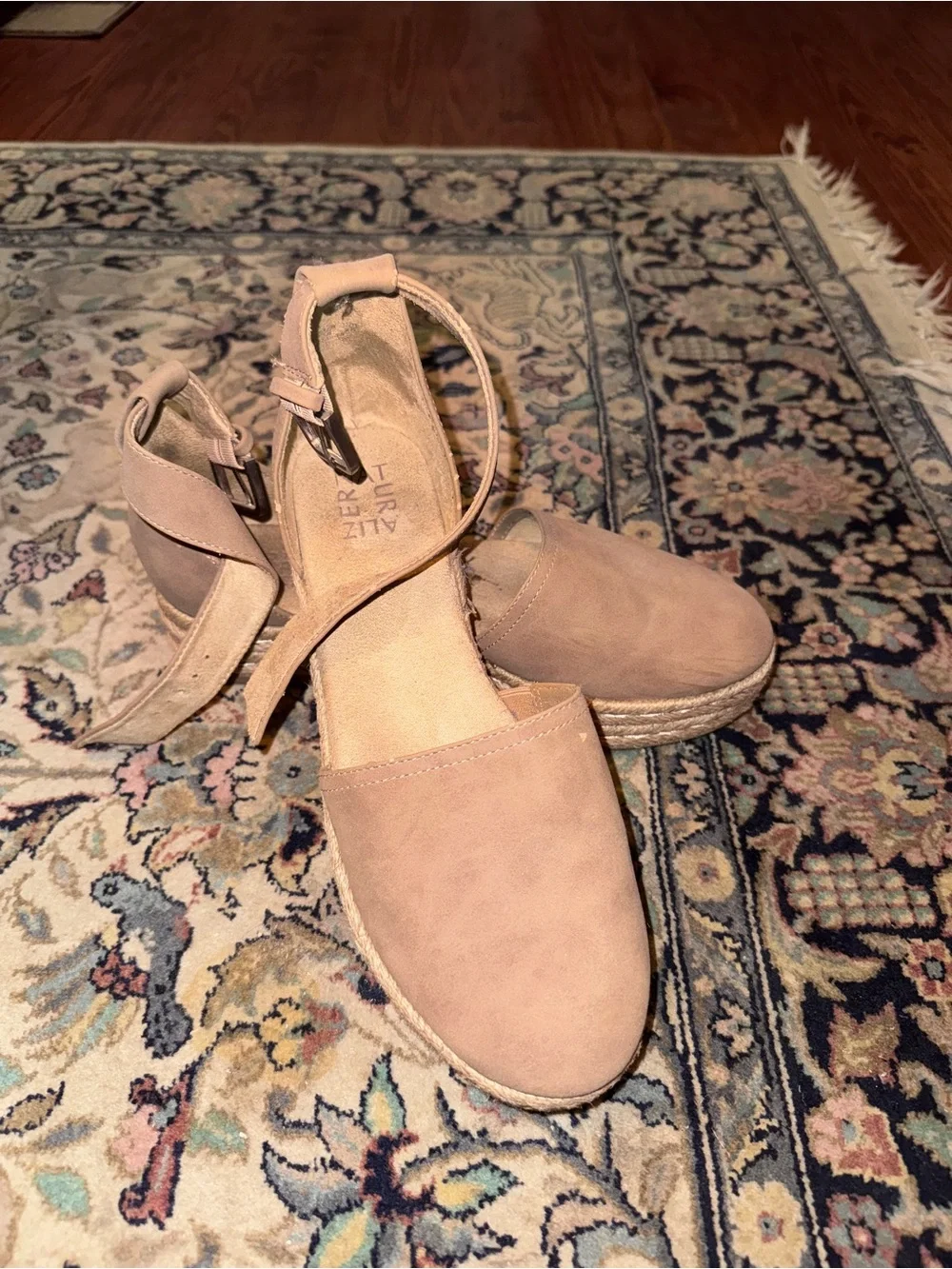 Naturalizer Blush/Taupe Ankle-Strap Espadrille Flats